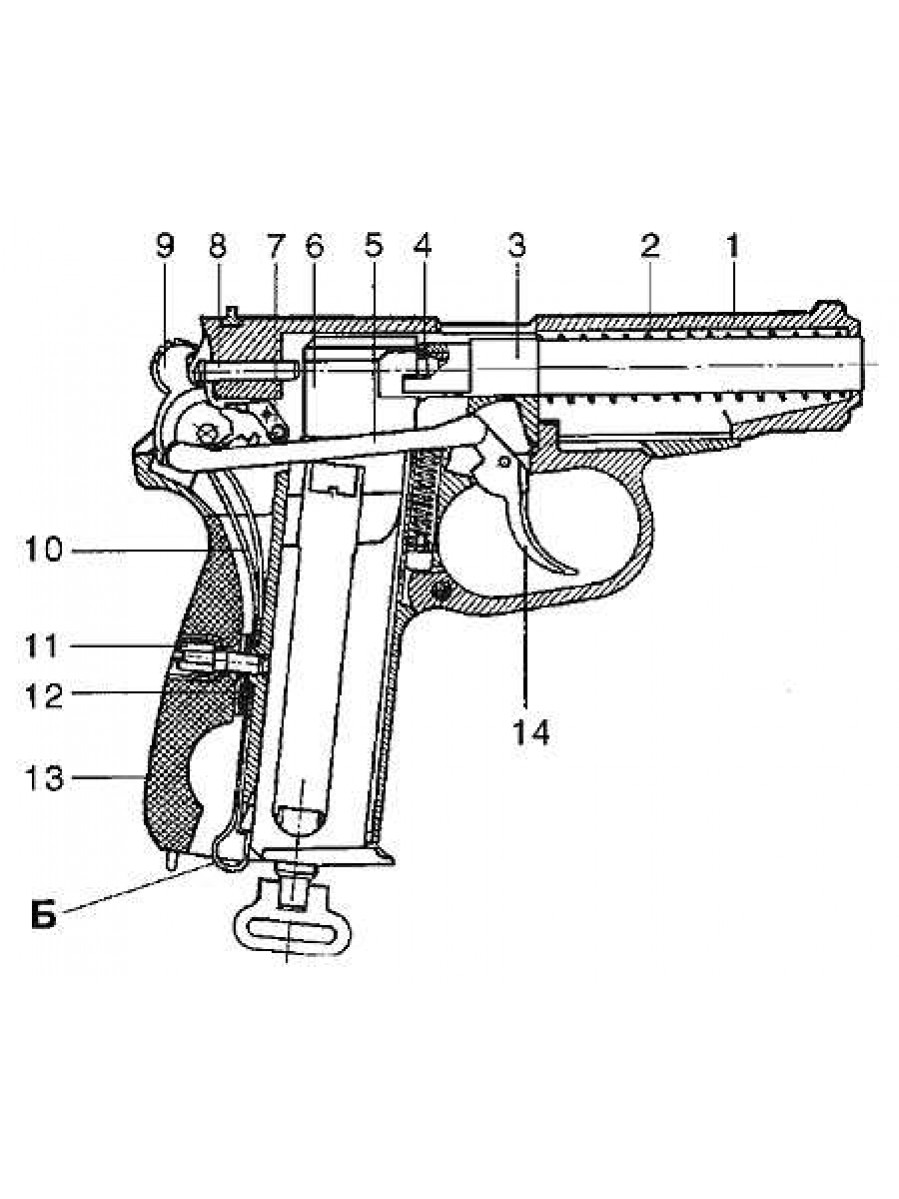 Устройство пневматического пистолета МР-654к