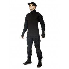 Костюм тактический мужской, летний, Gongtex Phantom с защитой локтей и коленей, 100% хлопок, цвет Черный (Black)