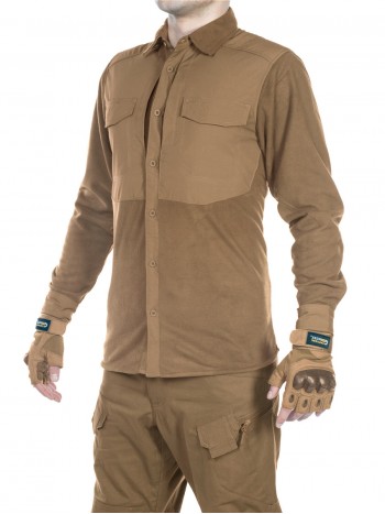 Рубашка флисовая мужская утепленная GONGTEX Superfine Fleece Shirt, цвет Койот (Coyote)