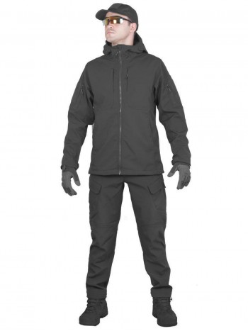 Тактический костюм мужской софтшелл GONGTEX SMARTFOX SOFTSHELL, весна - осень, цвет Черный (Black)