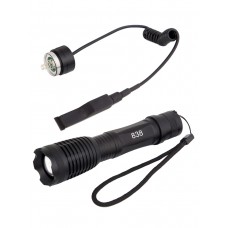 Сверхмощный подствольный тактический фонарь, аккумуляторный, Zoom X 1-2000, арт. MS-838 (АКБ, кронштейн, выносная кнопка и зарядка в комплекте)
