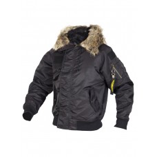 Куртка Пилот (бомбер) мужская с капюшоном, осень-зима 726 Armyfans арт 101, цвет Черный (Black)