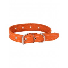 Ошейник для собаки, кожаный, усиленный для крупной и средней собаки, ширина 30 мм, длина 63 см, цвет Оранжевый