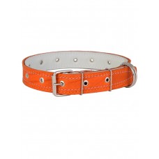 Ошейник для собаки 3-х слойный, кожаный, усиленный для крупной собаки, 2 D-кольца, ширина 35 мм, длина 72 см, цвет Оранжевый