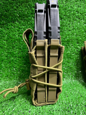 Подсумок фастмаг "7.62" открытый для 2 магазинов АК/М4 (Зеленый)
